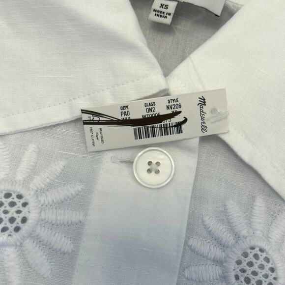 NWT Madewell Embroidered Lace Button-Up Shirt White Size XS - Picture 9 of 11